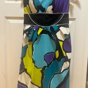 XOXO Strapless Dress in Purple, Blue, and Yellow